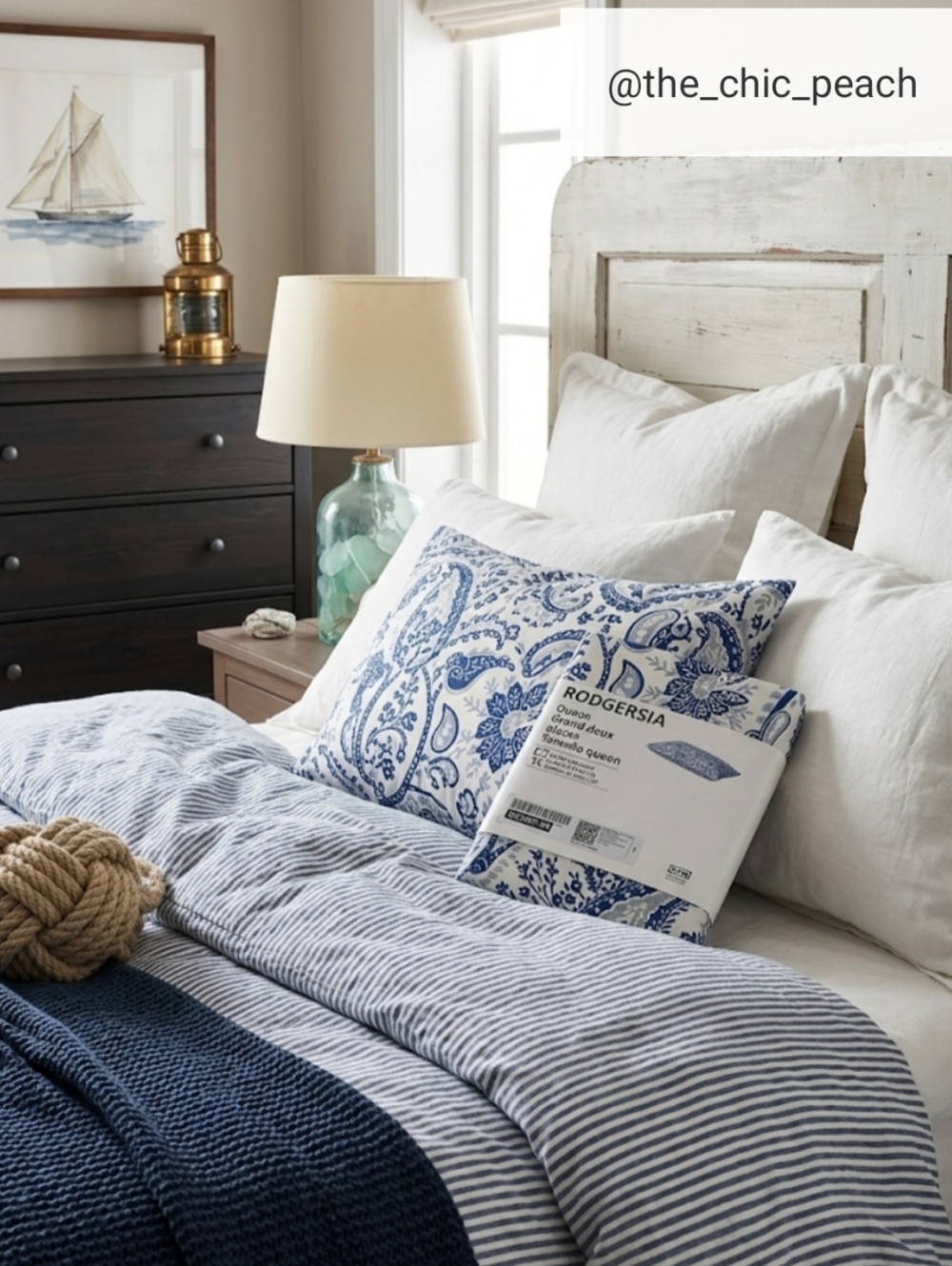 💙 NWT! IKEA RODGERSIA Queen Pillowcase - Blue & White Paisley💙